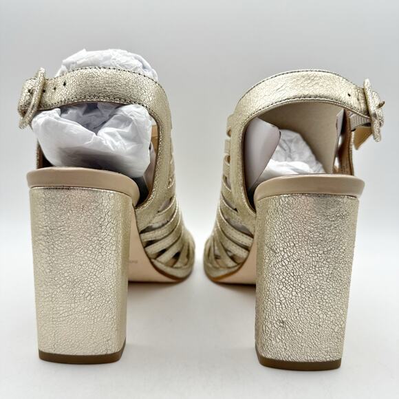 Donald Pliner Womens Sevanna Heeled Sandals US 8.5 M Gold Metallic Leather NIB - Picture 10 of 13